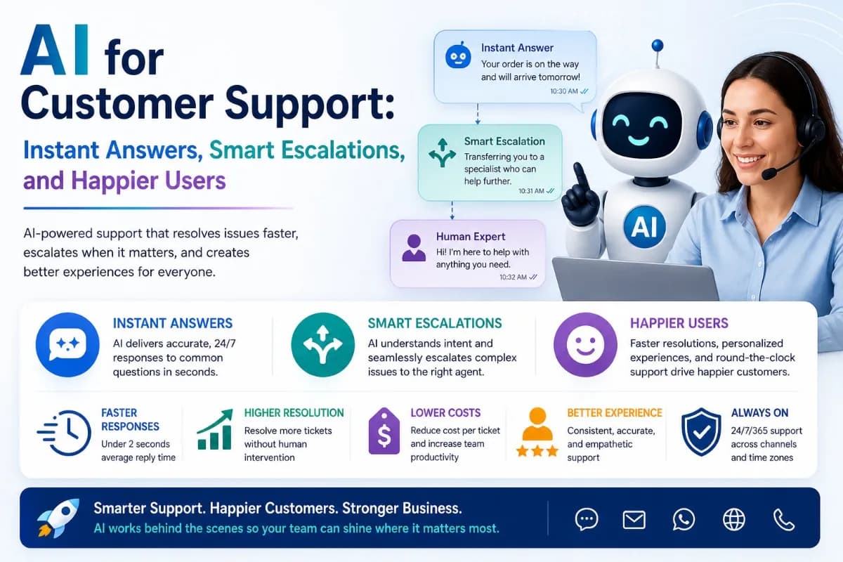 AI for Customer Support: Instant Answers, Smart Escalations, and Happier Users