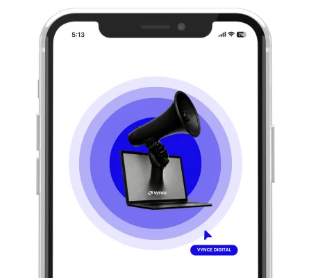 Phone showing social content with a megaphone